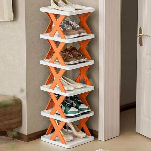 Foldable Zig zag shoe rack in 6 layers