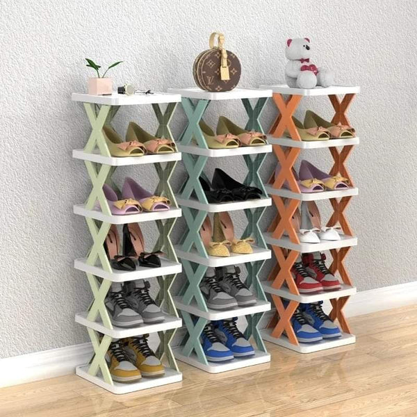 Foldable Zig zag shoe rack in 6 layers