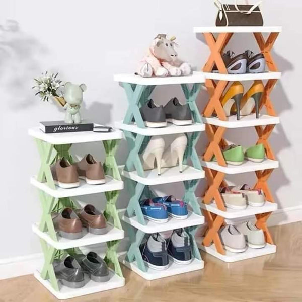 Foldable Zig zag shoe rack in 6 layers