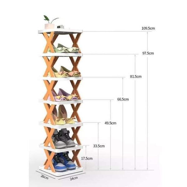 Foldable Zig zag shoe rack in 6 layers