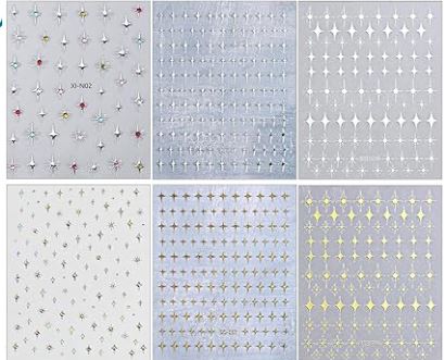 6 Sheets 3D Glitter Star Nail Stickers