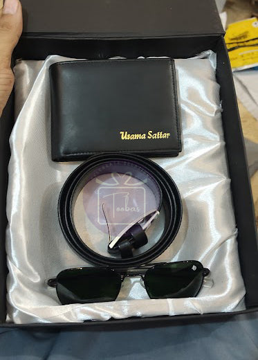 Custom Box, Leather Wallet, Belt, A.O Clone glasses, keychain and pen